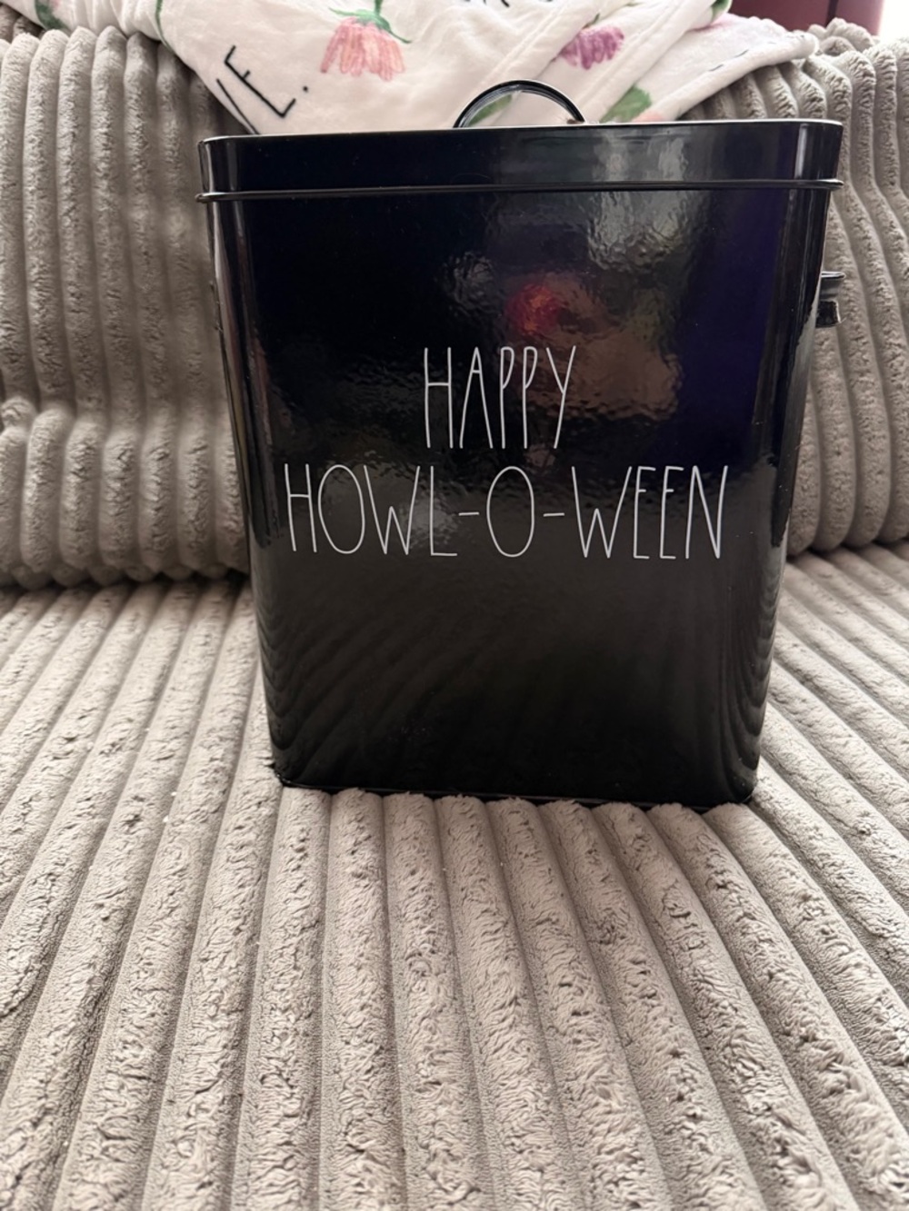 Rae Dunn - Happy Howl-O-Ween Black Halloween Tin Canister